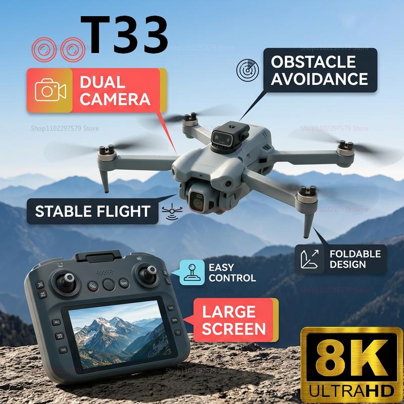 Drone Controller Screen - 2026 Yeni T33 RC Drone 8K